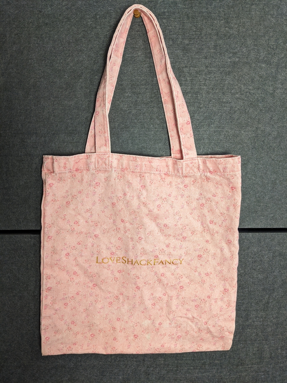 LoveShackFancy Pink Floral Canvas Tote Bag